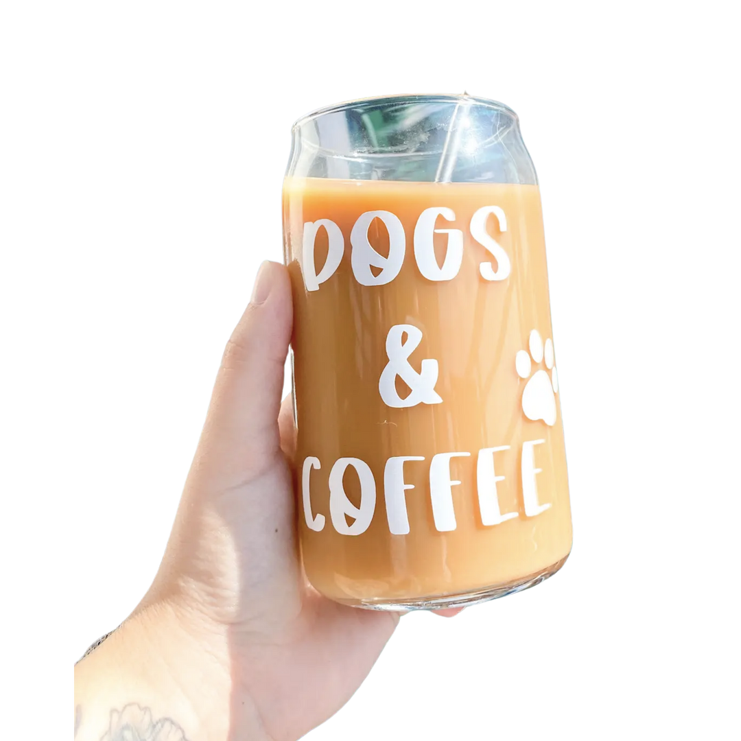 Dogs & Coffee Glass Cup