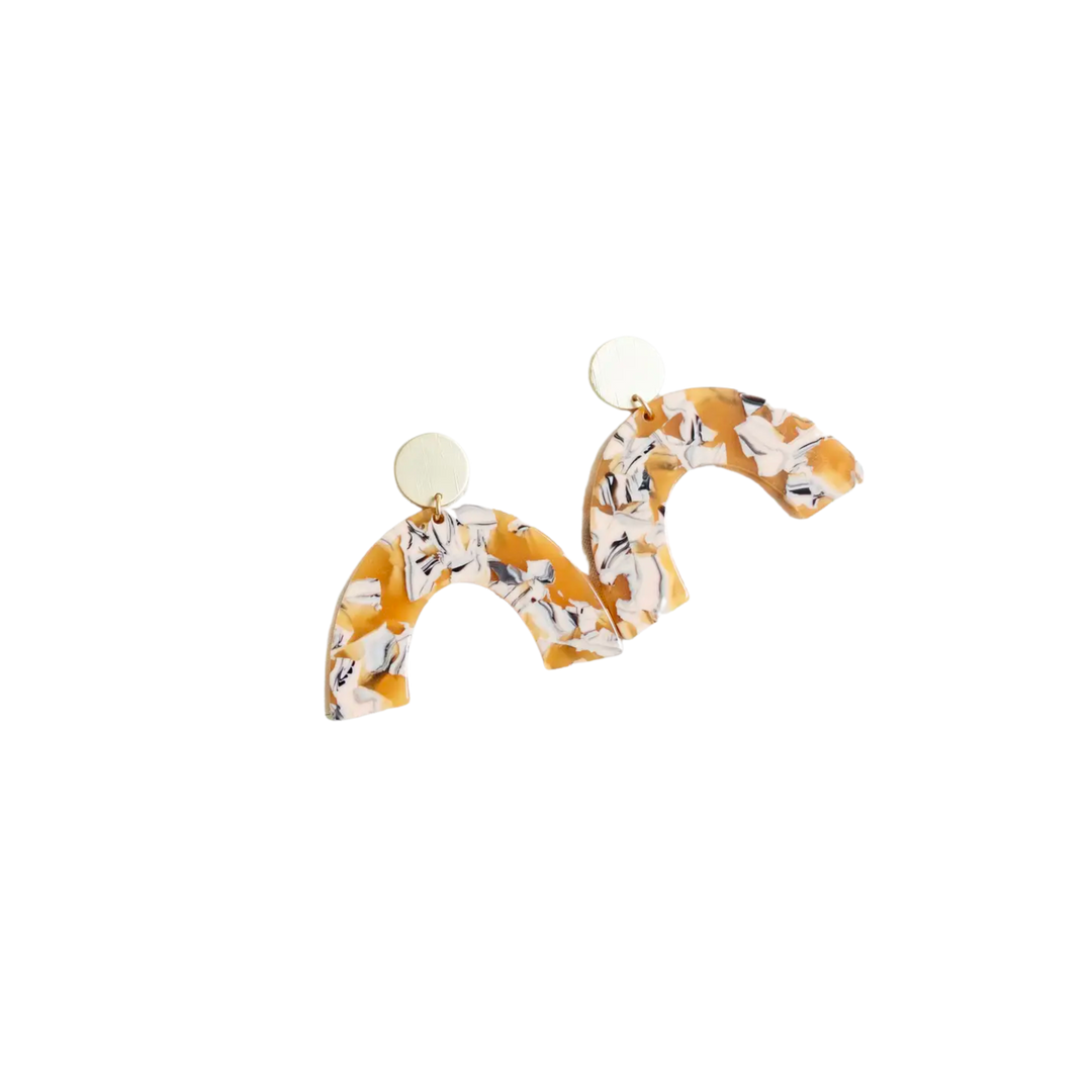 Acrylic and Brass Arch Stud Earrings