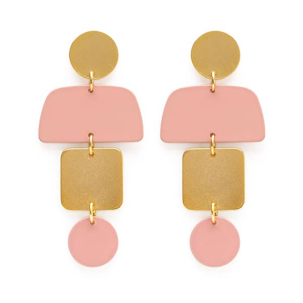 Geometric Stack Earrings In Blush