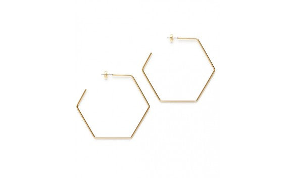 2.5" Hexagon Hoop Stud Earrings