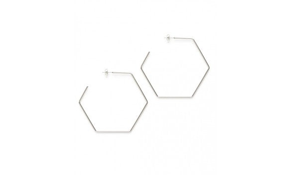 2.5" Hexagon Hoop Stud Earrings