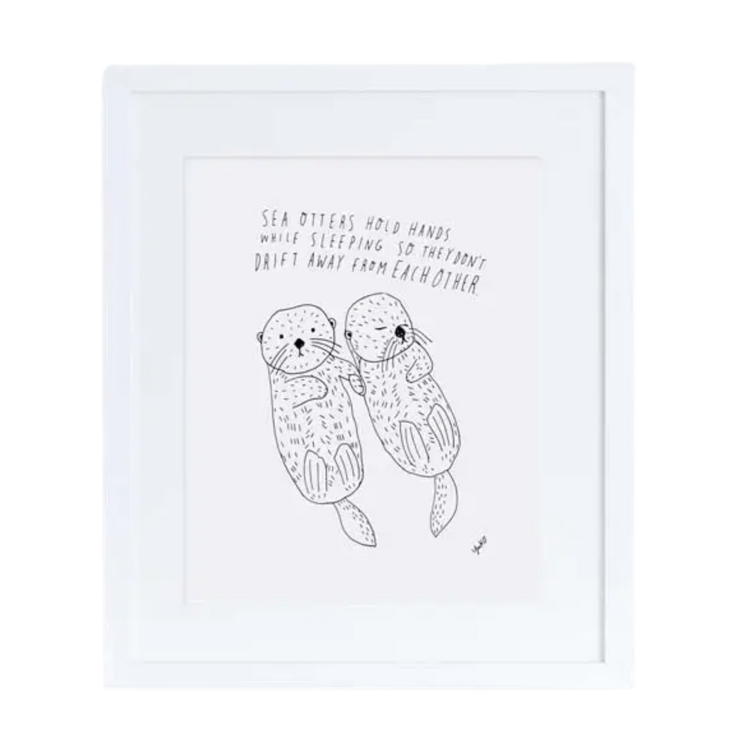 Sea Otters Holding Hands - Print