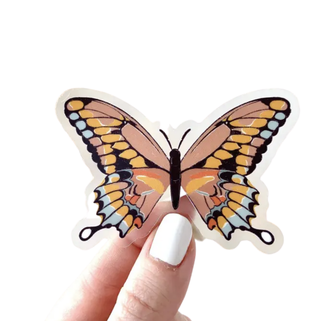 Pink Swallowtail Butterfly Clear Sticker