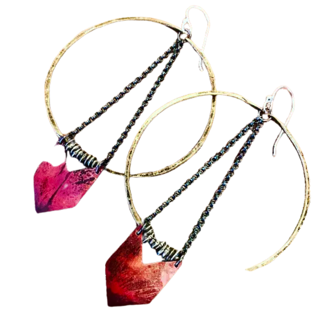 Large Warrior Earrings w/ Copper Chevron