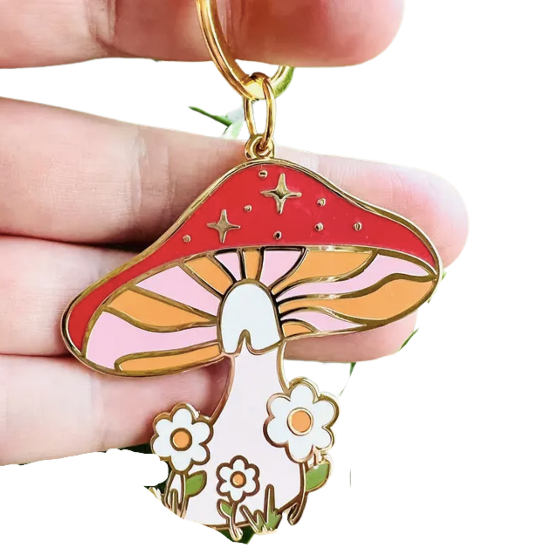 Mushroom-Retro Enamel Keychain
