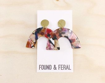 Acetate and Brass Arch Earrings