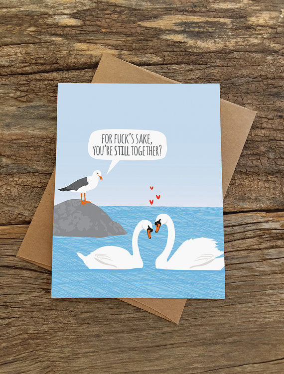 Swan Seagull Anniversary Card