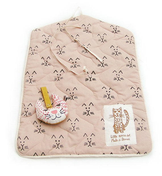 Changing Pad - Cat Print- Powder Rose