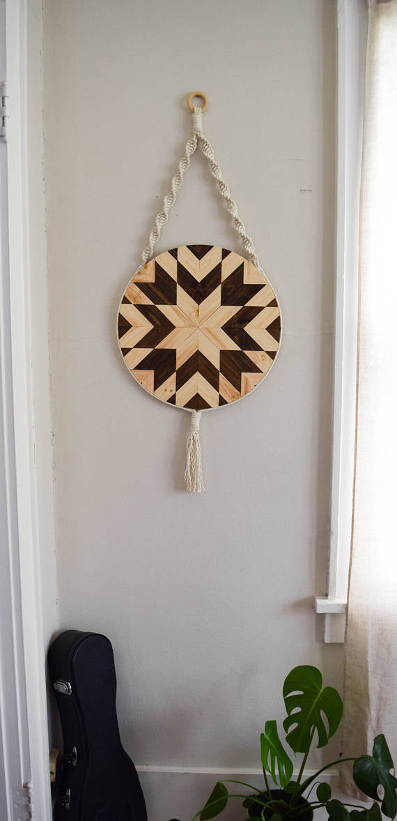 Wood and Macrame Wall Hanging -   // by Roaming Roots Studio