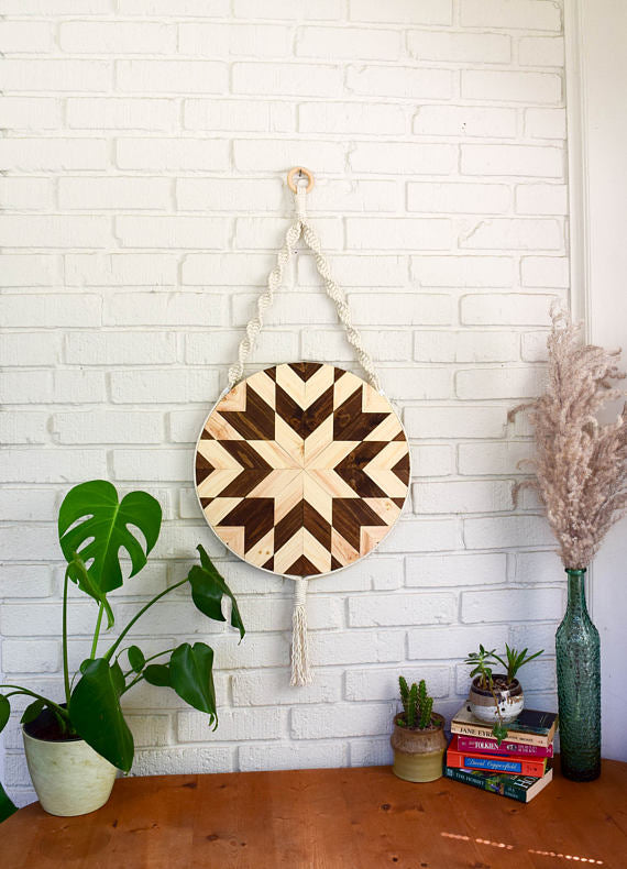 Wood and Macrame Wall Hanging -   // by Roaming Roots Studio
