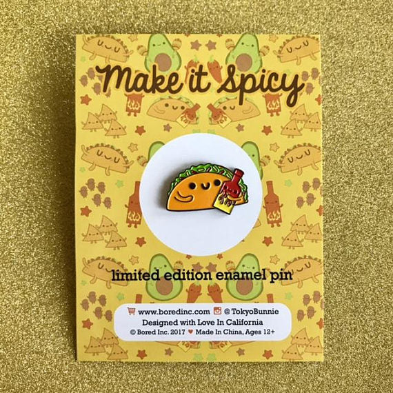 Make It Spicy Taco & Hot Sauce Enamel Pin
