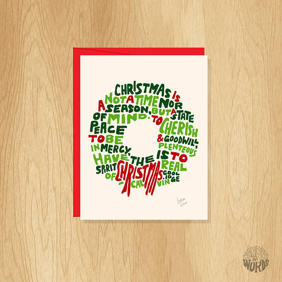 Wreath Christmas Card Pack 8-pack