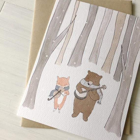 Winter Fox & Bear Greeting Card