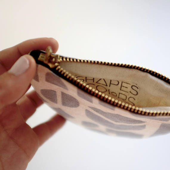 Grey Shapes Small Round Pouch- Geometric Modern Zip Wallet