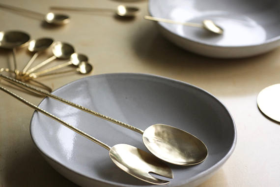 Serving Spoons // Brass Spoon and Fork Set