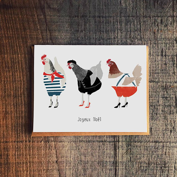 French Hens Greeting Card