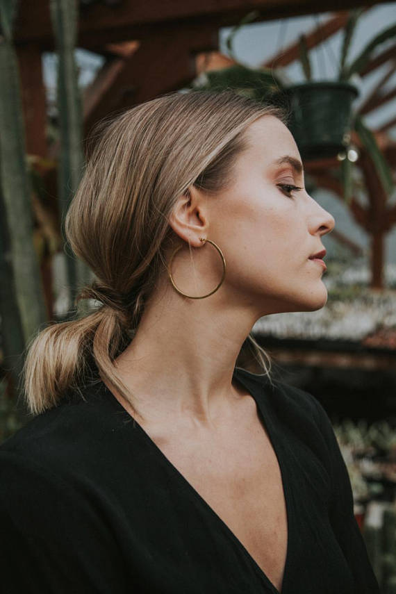 Kye Brass Hoop Earrings