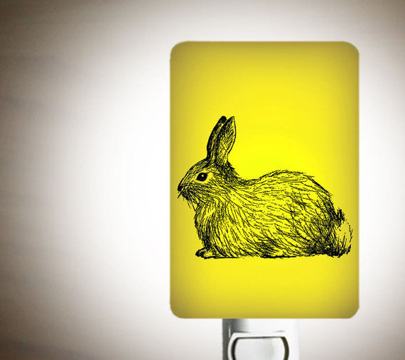 Bunny Rabbit Fused Glass Nightlight for a Nursery or Kids Room - Sweet Baby Bunny
