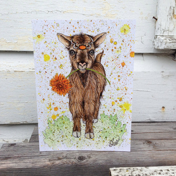 Goat Greeting Card // by Nikki Laxar Art