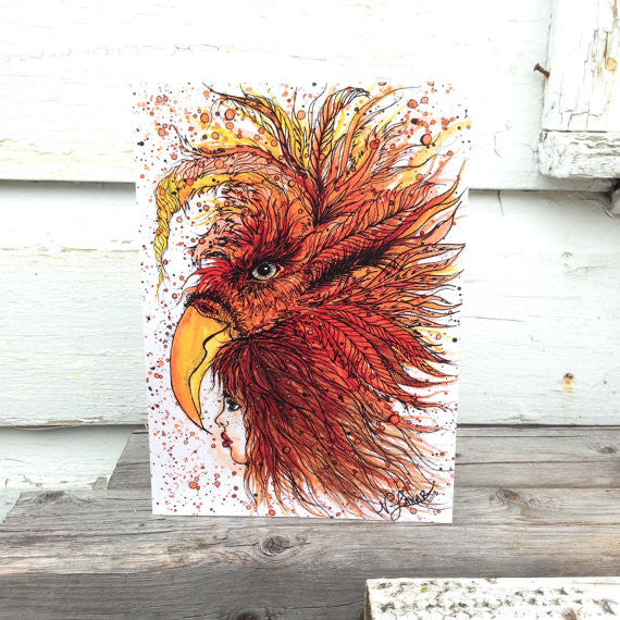 Phoenix Headdress Greeting Card // by Nikki Laxar Art