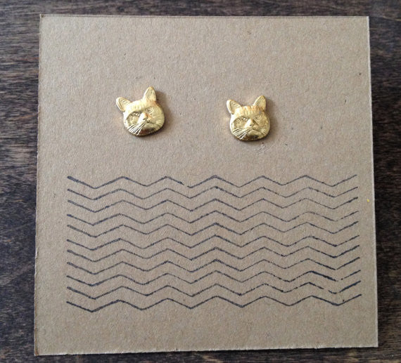 Brass Cat Studs