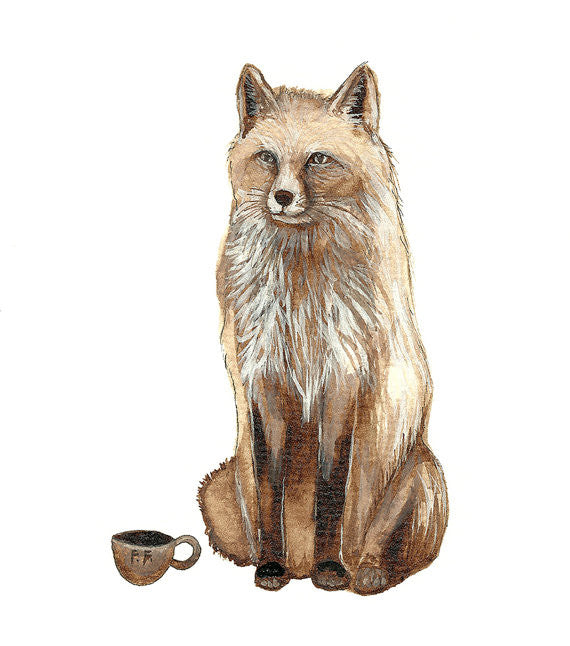 Critters and Cups: Fox - Greeting Card