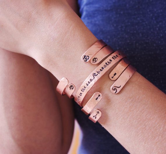 Wherever You Go, Go With All Your Heart Copper Cuff Bracelet