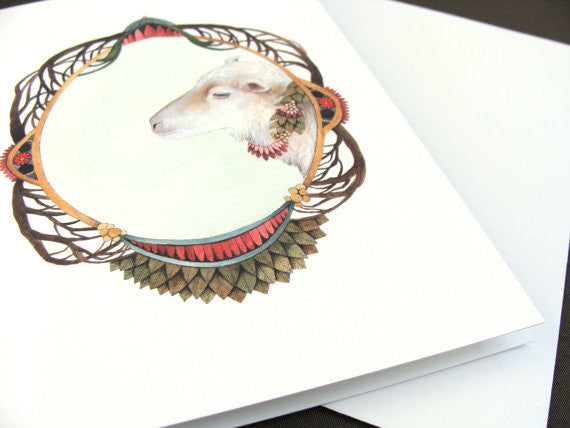 Quilted Portrait: The Sheep - Greeting Card