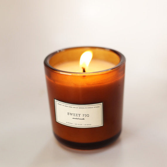Sweet Fig Amber Glass Soy Candle