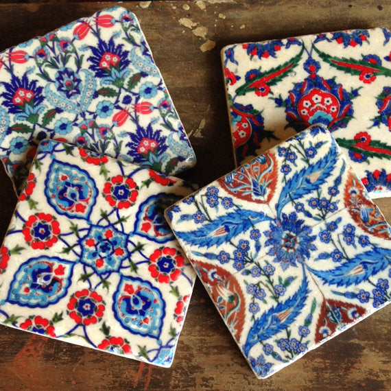 Turkish Tile Coasters // Set of 4