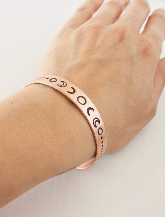 Copper Moon Phases Cuff Bracelet