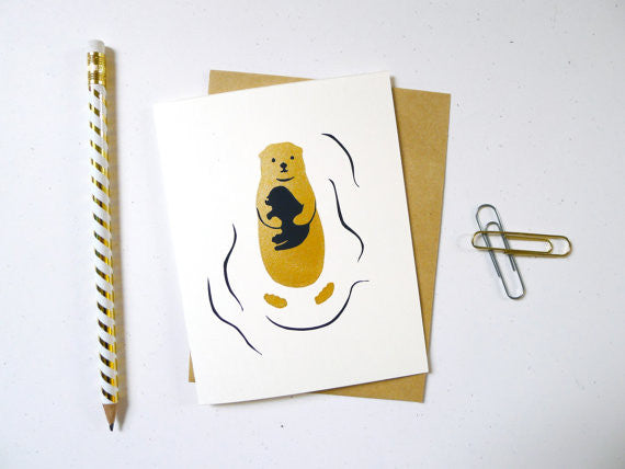 Otter Greeting Card in Gold