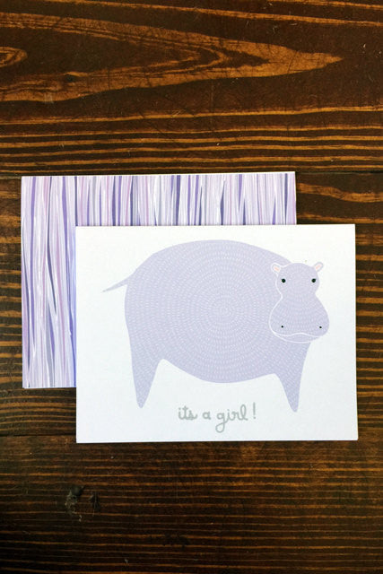It's a Girl Greeting Card Hippo
