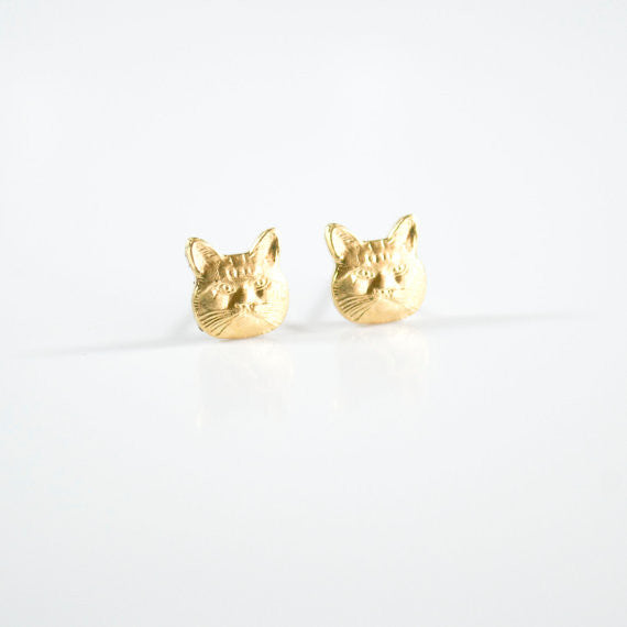 Brass Cat Studs