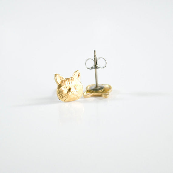 Brass Cat Studs