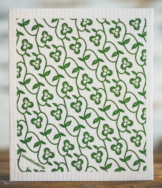 Green Vines Swedish Dishcloth