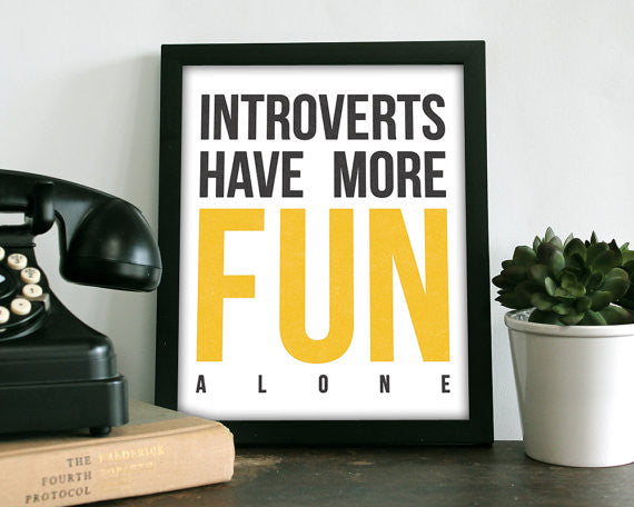 Introvert Art Print in Yellow 8X10