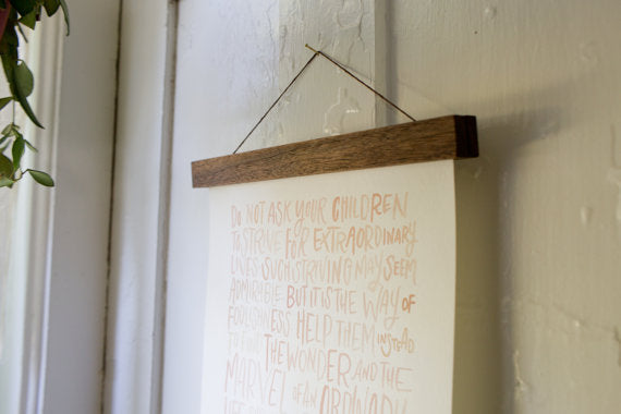 Wooden Poster Hanger -  Walnut 8 inches