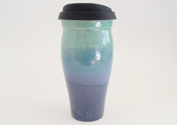 Ceramic Travel Mug- Blue and Teal