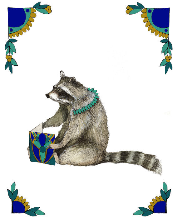 Critters and Cards: Raccoon - Art Print
