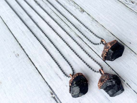 24" Black Tourmaline Sterling Silver Necklace*