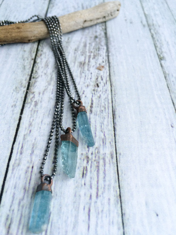 Aquamarine Crystal Necklace Long