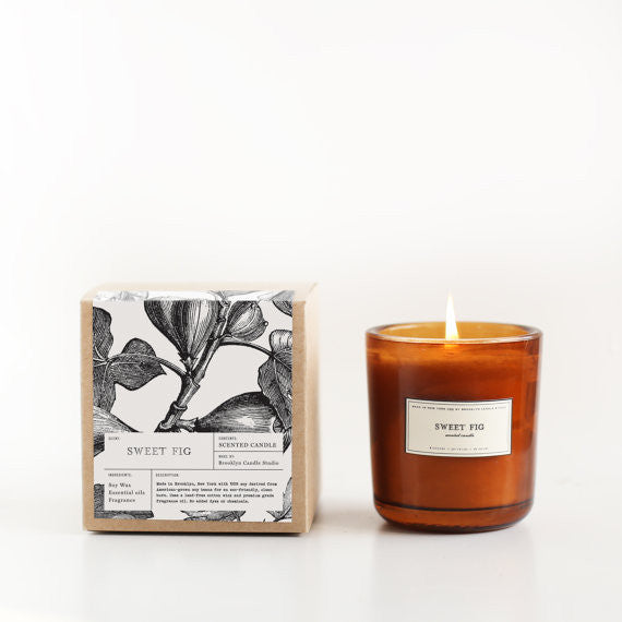 Sweet Fig Amber Glass Soy Candle