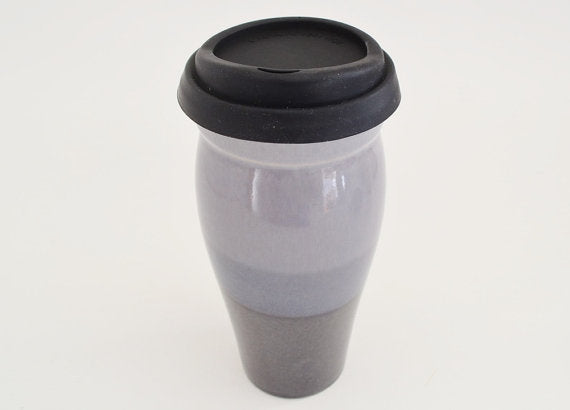 Ceramic Travel Mug with Lid- Purple and Blue