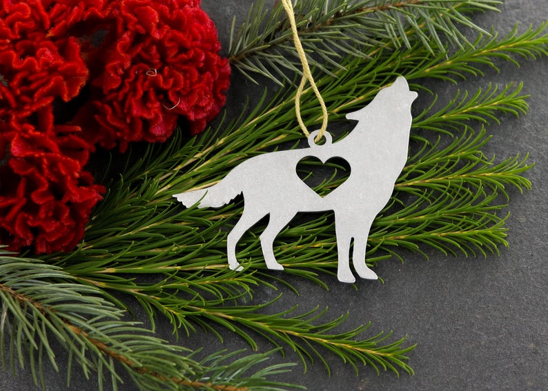 Wolf Dog Metal Ornament