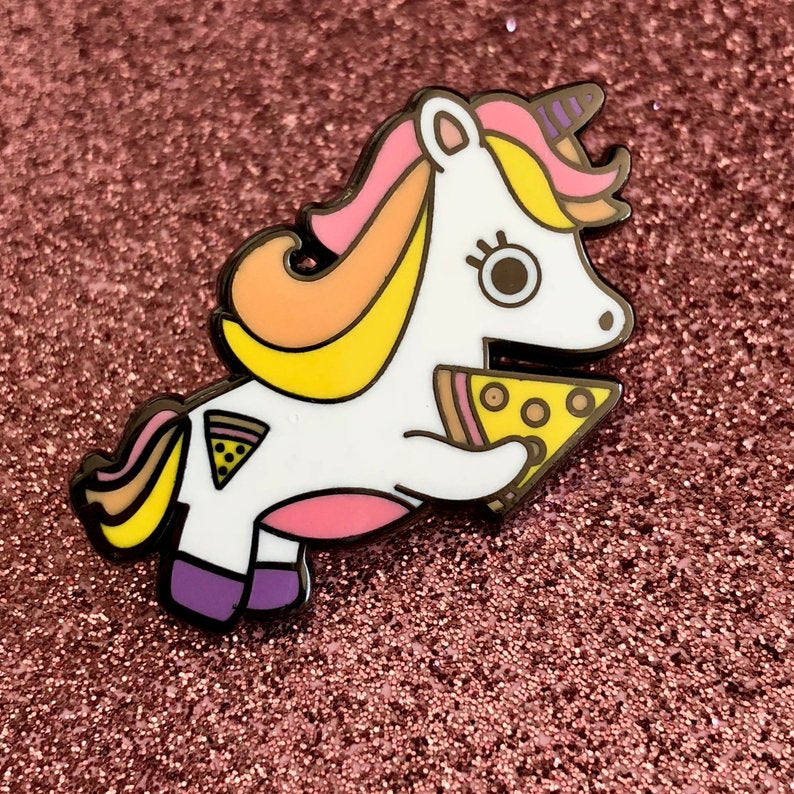 Unicorn Loves Pizza Pin