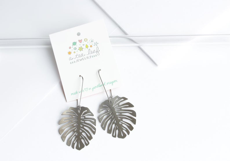 Monstera Deliciosa Leaf Earrings