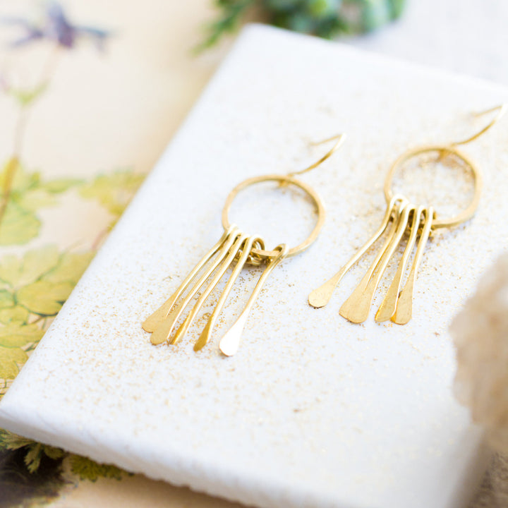 Brass Paddle Chandelier Earrings