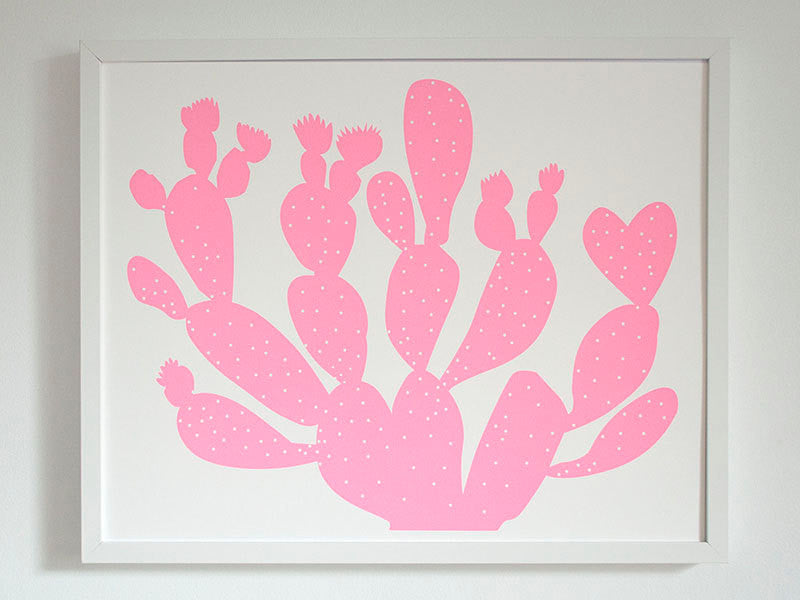 Pastel Neon Opuntia Cactus Print