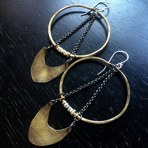 Brass Warrior Earrings - Medium